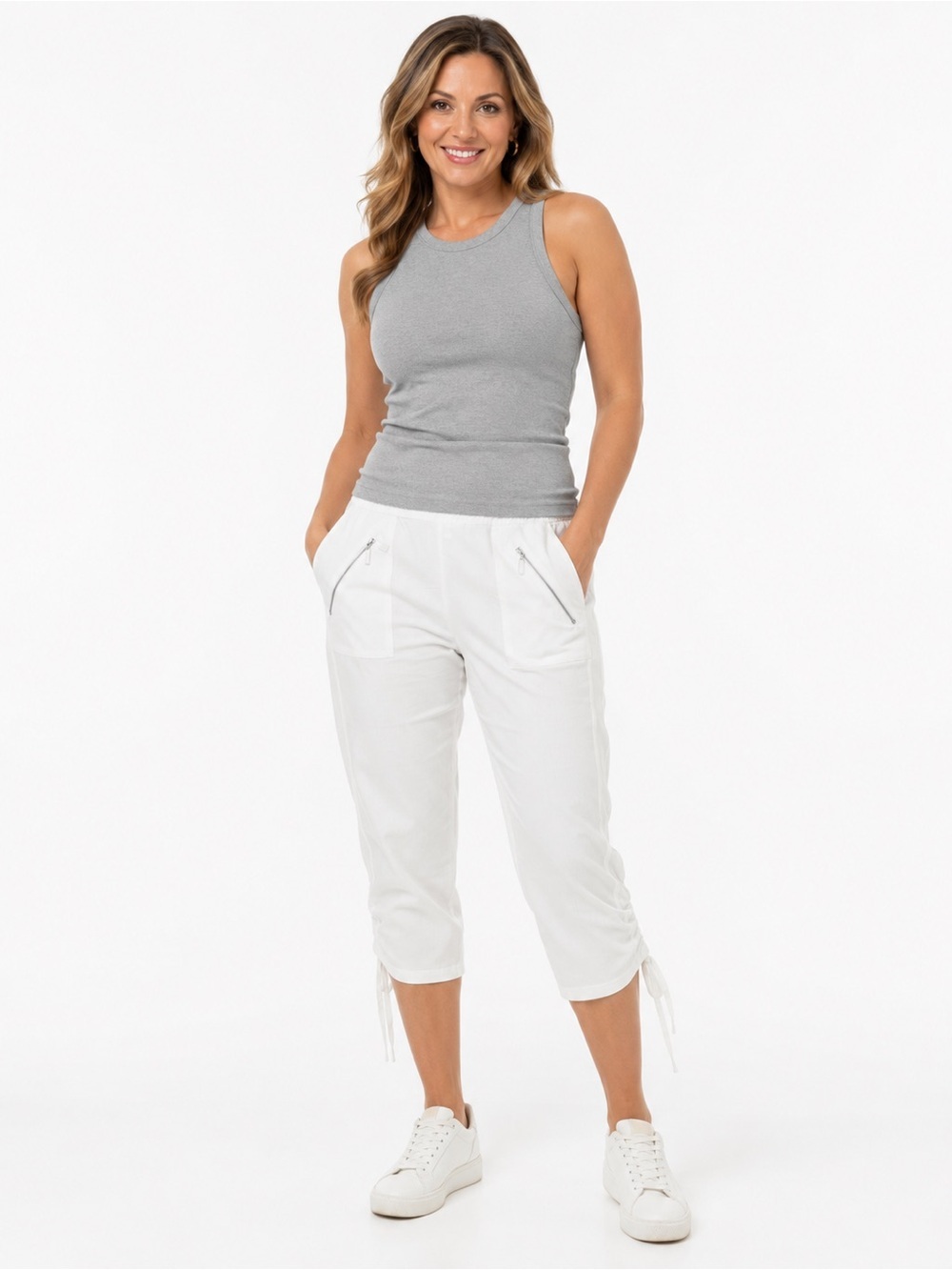 NWT Chico's White Cropped Drawstring Ankle Pants
